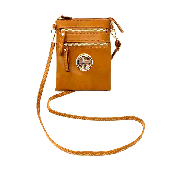 Dasein Handbags - Dasein Womens Tan Faux Leather Crossbody Bag